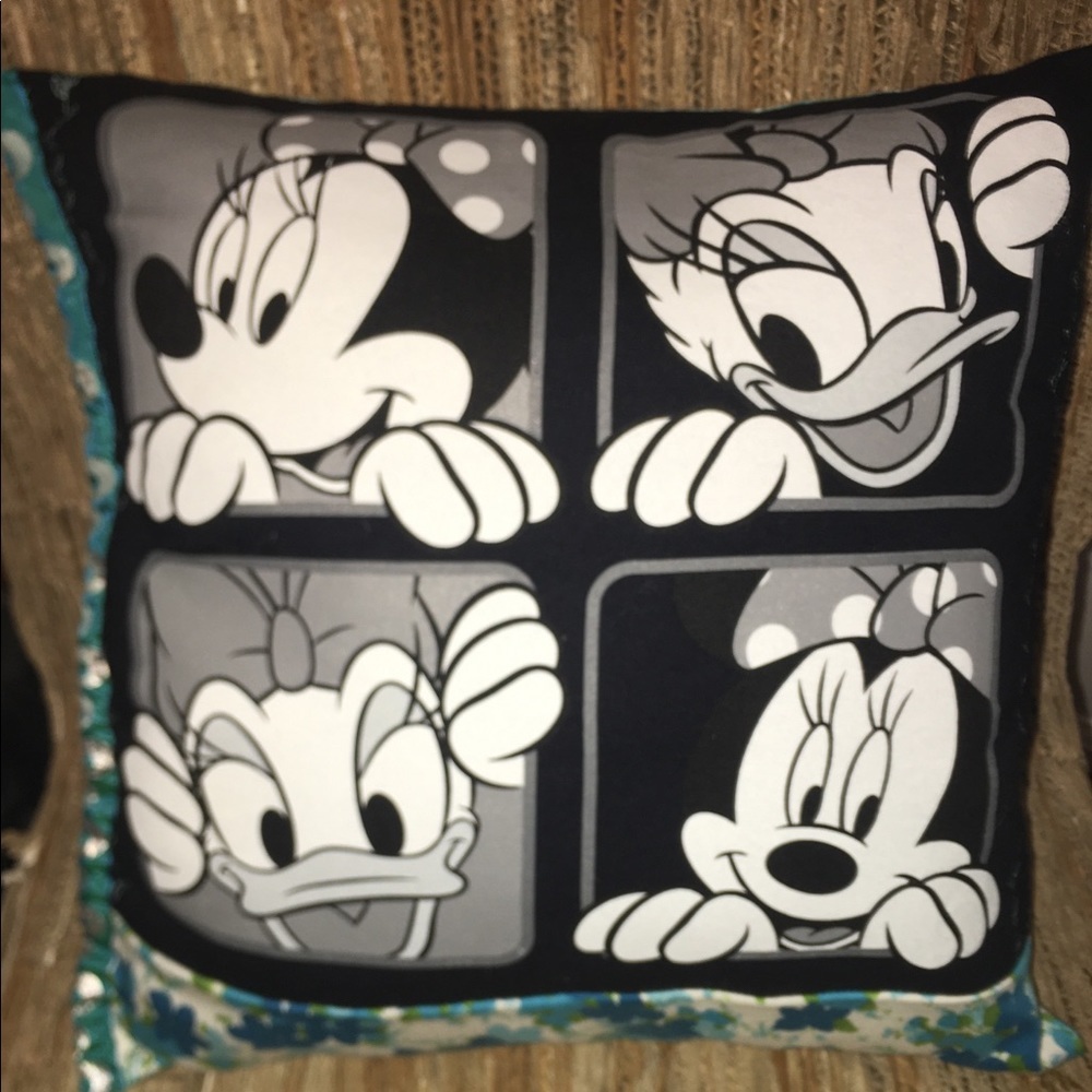 Upcycled Disney Tee & Bright Blues Pillow
